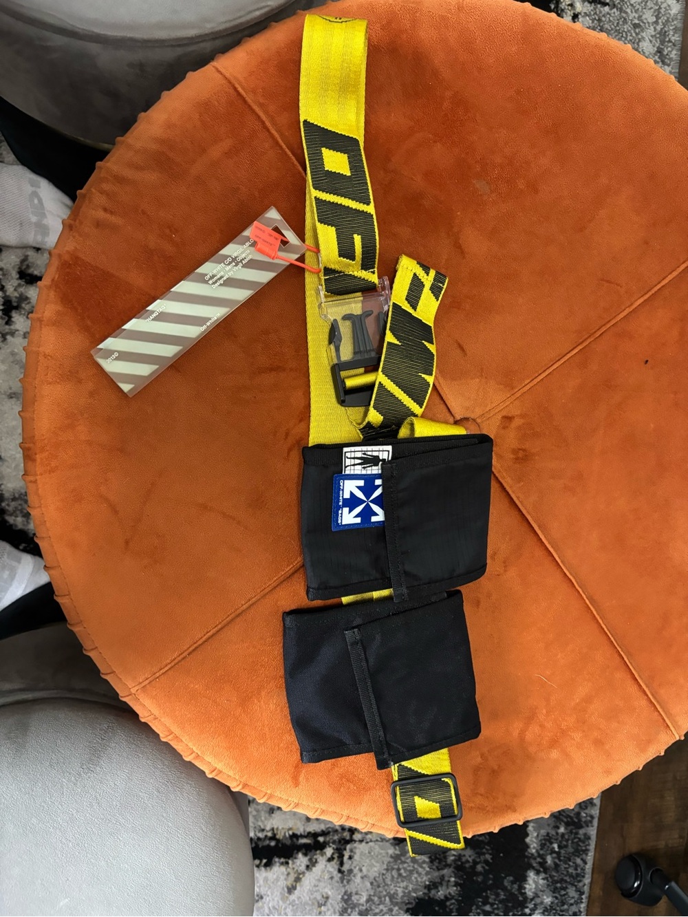Off-White Yellow Industrial Belt Bag with Black Utility Pouches